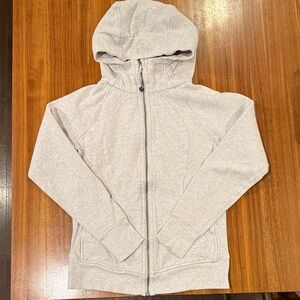 EUC Lululemon full zip scuba hoody heathered light ivory sz 6